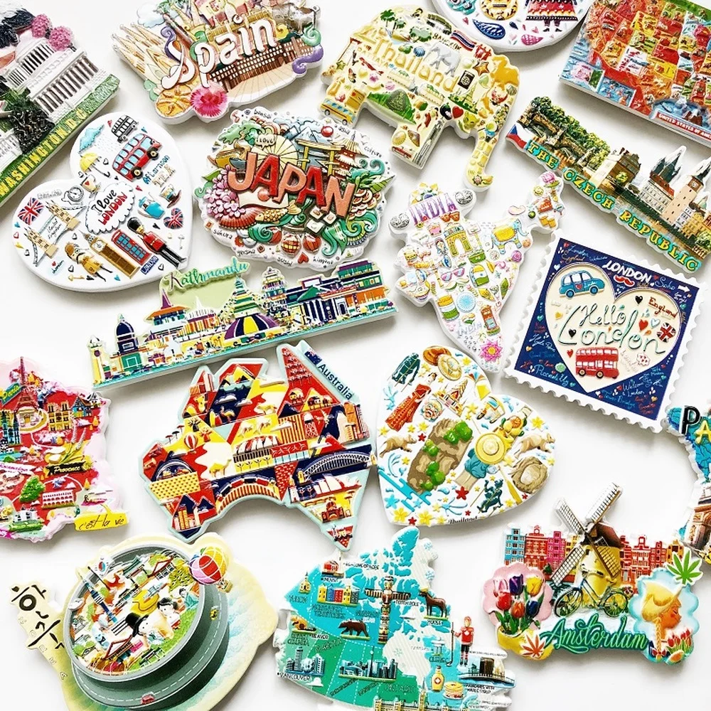 BABEMEMI USA Canada Japan Mexico Italy Australia Thailand London New York Fridge Magnets Souvenir Refrigerator Magnetic Sticker|Магниты на