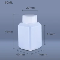 60ml Portable Small Mouth Plastic Bottle Empty Square Container For Reagent Liquid Oil Airtight Sealing 10PCS 2
