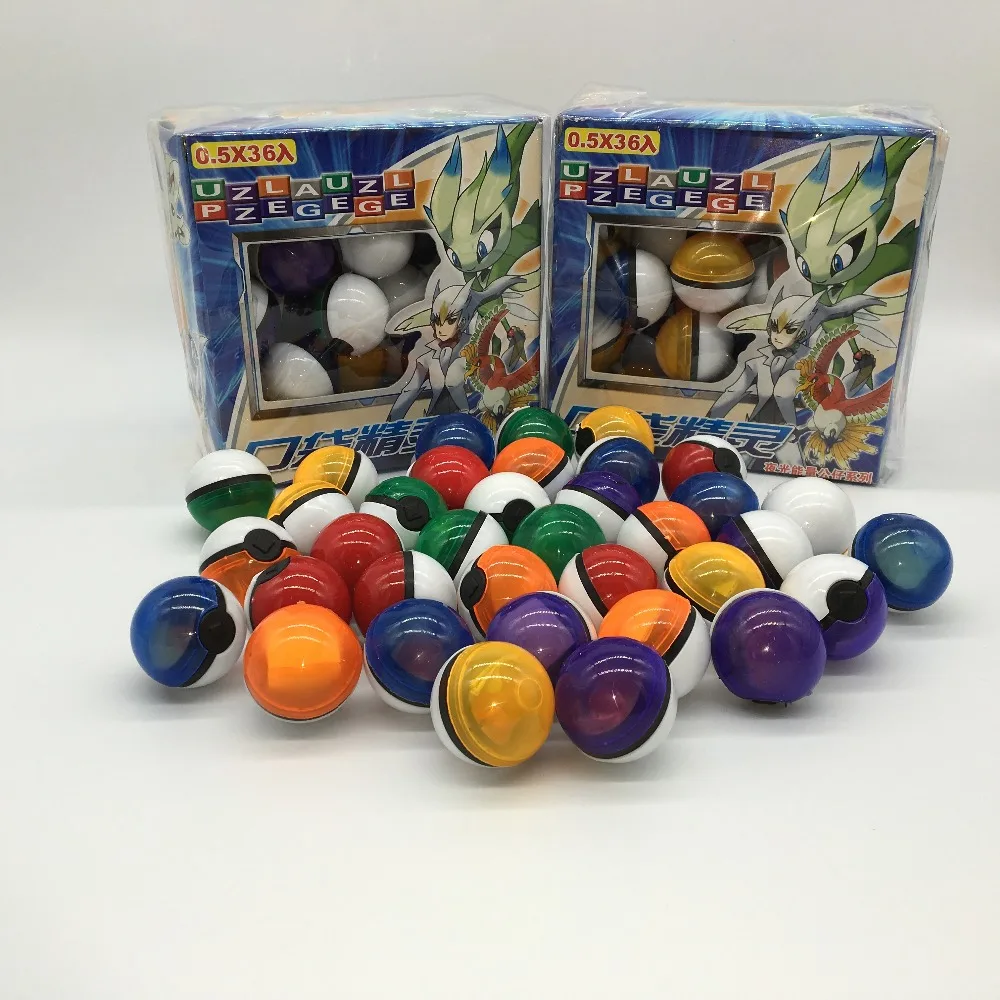 36pcs/lot PokeBall Crystal Pet pokebolas Poke balls Action Figure Pokeball Pikachu figure Stickers Game Ball toy