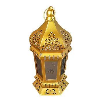 

1Set Iron Ramadan Decorative Light Hanging Candle Lantern for Home Room Gifts M0XD