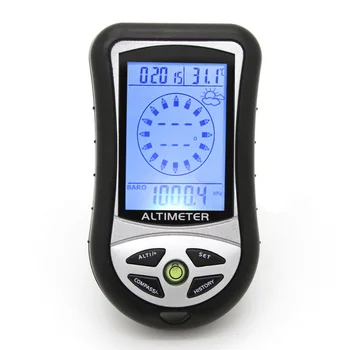 

8 In 1 Temperature Multifunction Hiking Fishing Black LCD Display With Battery Backlight Outdoor Practical Digital Altimeter