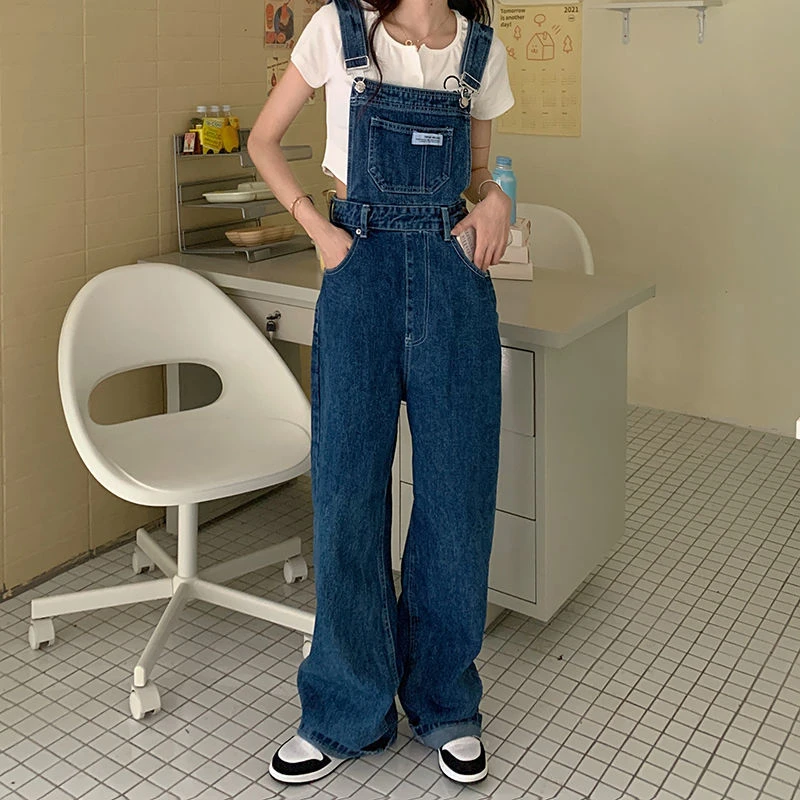 New Design Denim Jumpsuit Women Korean Fashion Baggy Jeans Jumpsuits High  Waist Wide Leg Overalls Trousers Woman - Jumpsuits - AliExpress