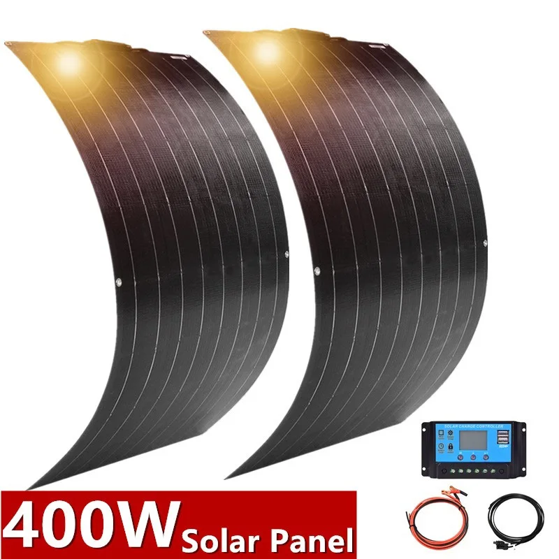 400W 200W Flexible Monocrystalline Solar Panel Kit Famous China Solar Panel For Car RV Boat Home Proof 12V Battery Charger