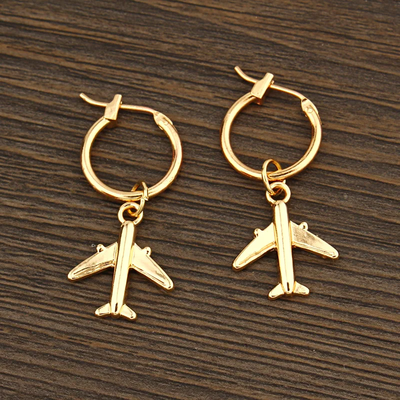 여성용 합금 항공기 후프 귀걸이, 금속 비행기 귀걸이, 여성 파티 펜던트 쥬얼리 진술 