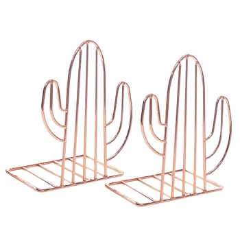 

1 Pair Metal Desk Book Storage Rack Bookends Heavy Duty Stretch Wrought Iron Book Stand for Home (Rose Gold)