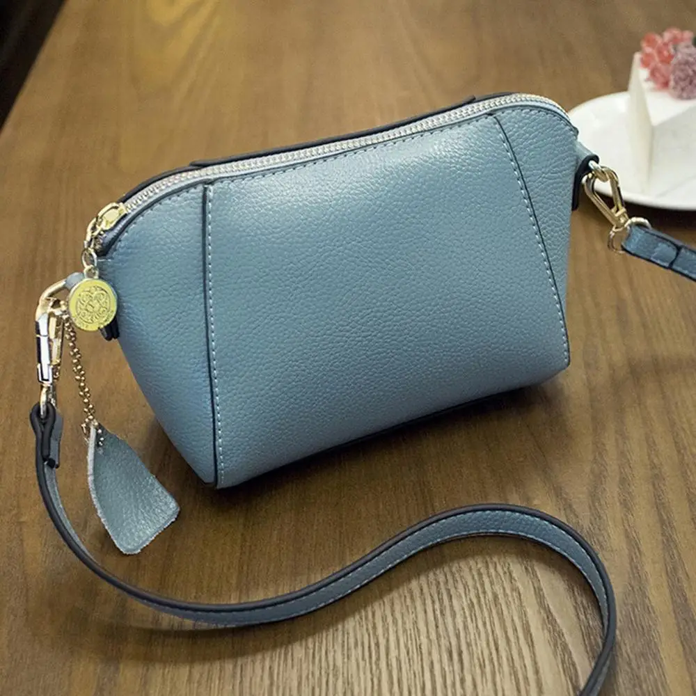 Кожаные сумки с ручками, Простые Модные женские сумки в форме ракушки, маленькая сумка через плечо, женские сумки на молнии/E - Цвет: Blue