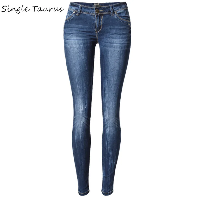 Синие обтягивающие джинсы с низкой талией, женские модные вымытые отбеленный поцарапанный джинсы для женщин размера плюс, винтажные Узкие хлопковые брюки с эффектом пуш-ап