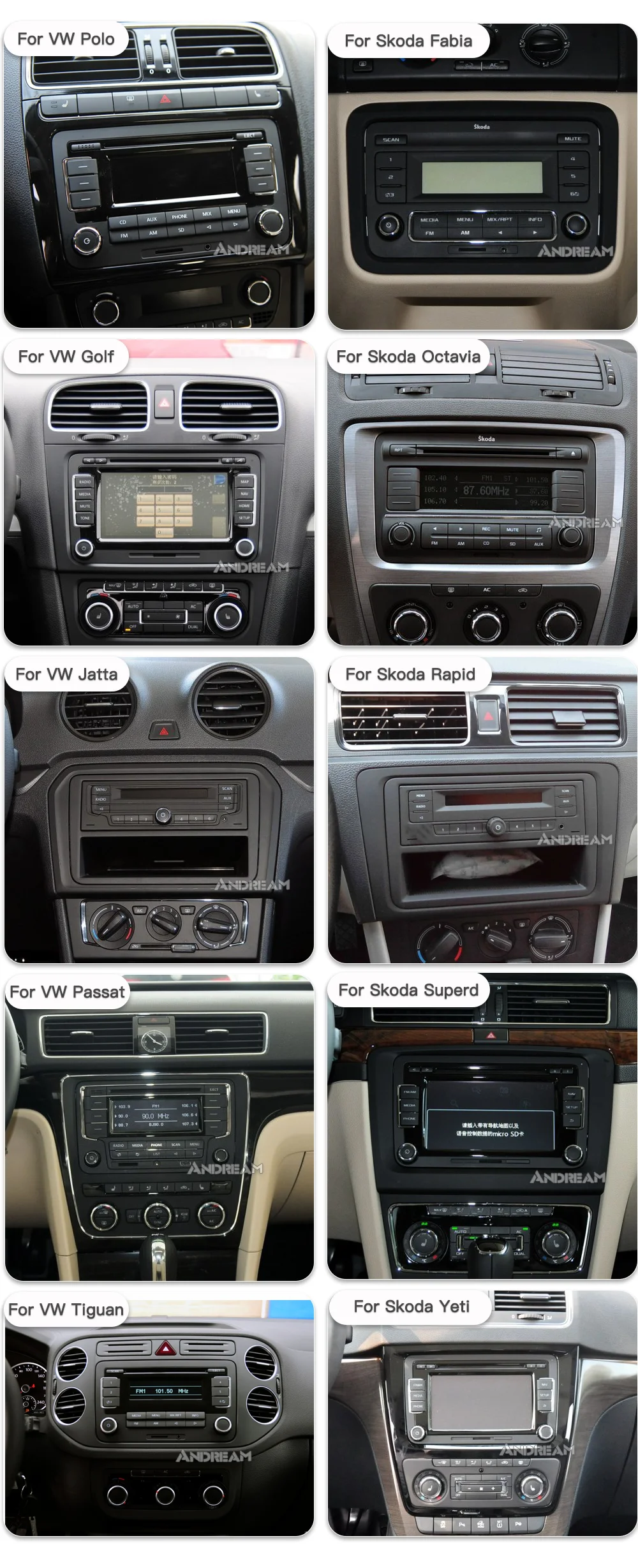 Andream " 2 Din Автомобильный dvd-плеер радио для Volkswagen POLO PASSAT TOURAN Golf 5 Android авто и Carplay