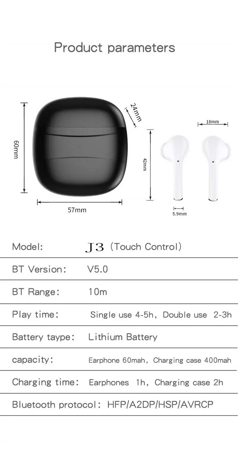 XLSTO, J3 TWS, Bluetooth 5,0, наушники, Спортивная bluetooth-гарнитура, наушники с сенсорным управлением, настоящие беспроводные наушники, HD качество звука