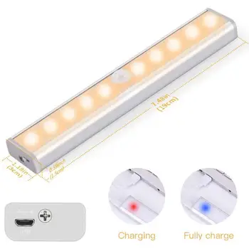 

10 LEDs Closet Light PIR Motion Sensor Human Induction Cupboard Wardrobe Lamp Under Cabinet Night Light For Kitchen Bedroom