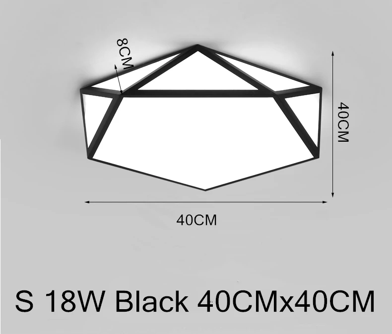 B-S 18W Black Современный шестигранный светодиодный потолочный светильник, Скандинавское украшение для дома, для спальни, Коридорная в стиле лофт, столовая, черно-белая, 110 В 220 В - Цвет корпуса: B-S 18W Black