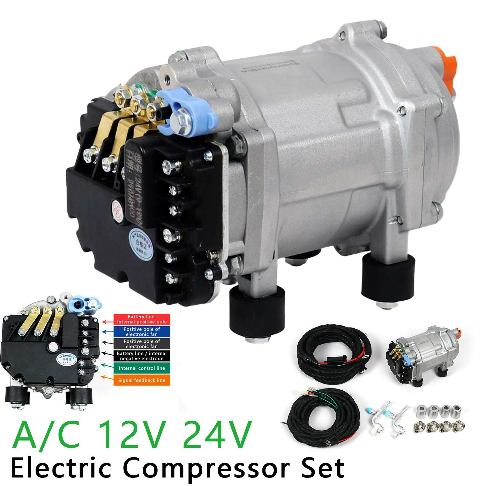 de eléctrico A/C 12V 24V para acondicionado de coche, camión, autobús|Embrague y compresor aire acondicionado| - AliExpress