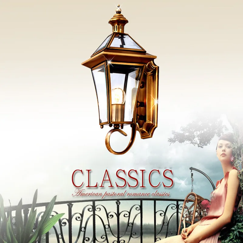 Europe Retro Glass Led Wall Lights Fixtures Lustre Copper Indoor Balcony Lamp Outdoor Waterproof Light Luminarias | Лампы и освещение