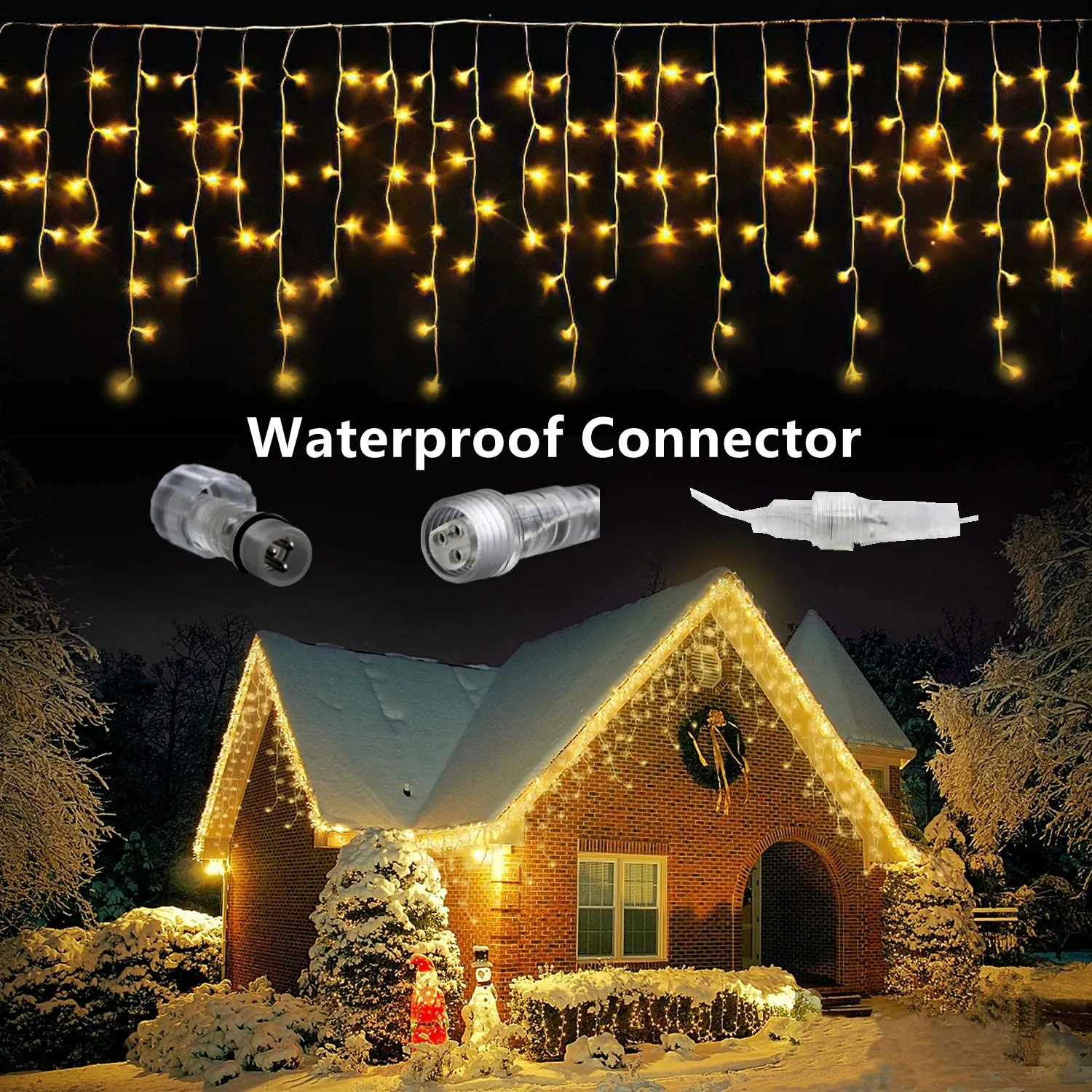 Street Garland On The House Christmas Decorations Ornaments LED Festoon Icicle Curtain Light Droop 0.5/0.6/0.7M EU Plug New Year