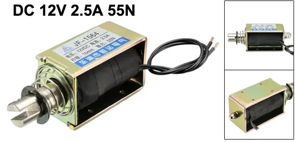 DC12V 55N 10mm 2.5A Uxcell JF-1564B DC 12 В 2.5A 55N 10 мм нажимной тип открытой рамки линейного движения Электромагнит - Цвет: DC12V 55N 10mm 2.5A