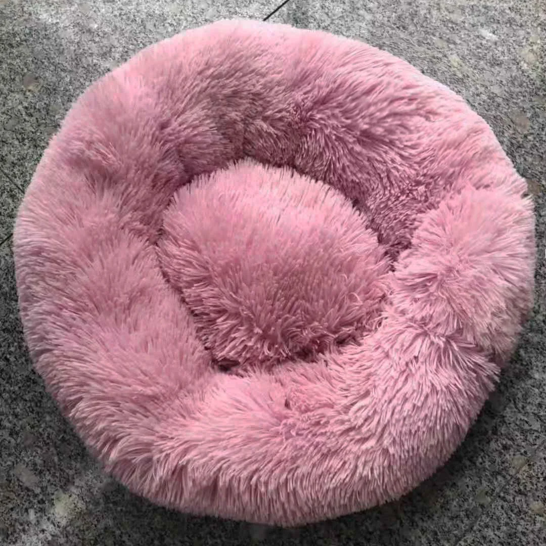 12 Long Plush Super Soft Pet Bed Kennel Dog Round Cat Winter Warm Sleeping Bag Puppy Cushion Mat Portable Cat Supplies 40/50/60cm - Цвет: 12