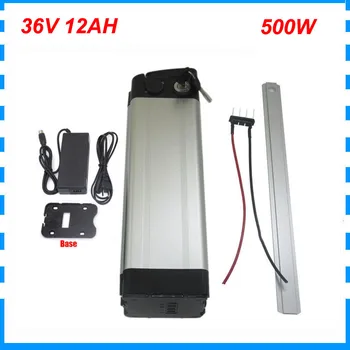 

36 V 500W Electric Bike battery 36V 12AH silver fish Lithium battery pack 36 Volt ebike batteries with 15A BMS 42V 2A Charger