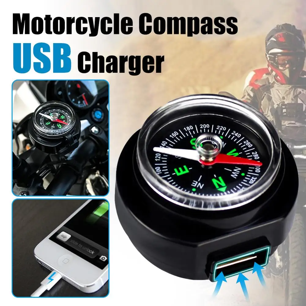 1X USB 2 0 зарядное устройство для мотоцикла с компасом GPS 12 В универсальное лодок