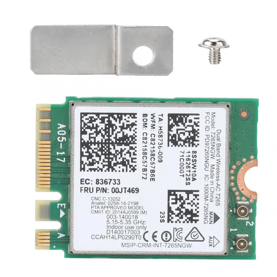 Для двухдиапазонной беспроводной сетевой карты Intel 7265NGW 867 Мбит/с Bluetooth 4,0 для ThinkPad E450/E550/YOGA 14 Senie