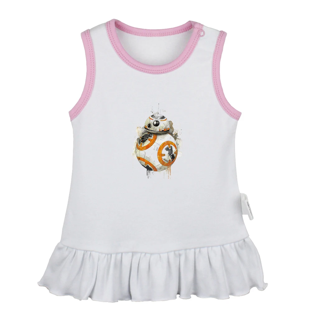 Звездные войны, Пробуждение силы, сопротивление BB-8, дизайнерские платья для новорожденных девочек, платье без рукавов для малышей, хлопковая одежда для новорожденных
