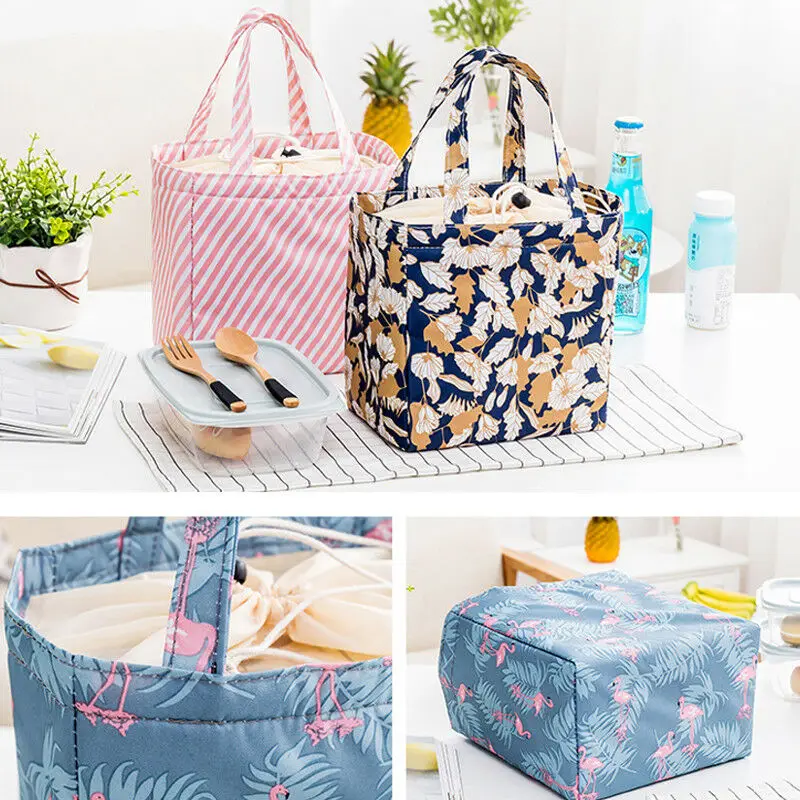 Lunch Bag Portable Insulated Adult Food Thermal Women Tote Thermal Box Cooler Travel Picnic Case Carry Tote Girls Storage Bag