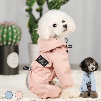 

Windproof Warm Dog Costumes for Small Dogs Waterproof Dog Jacket Four Seasons Reflective Raincoat Cat Clothes Pet Outfit Pink