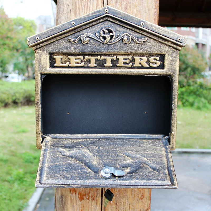 European villa with lock mailbox outdoor courtyard letter box wall post box creative Post Box Retro mailbox fairy garden