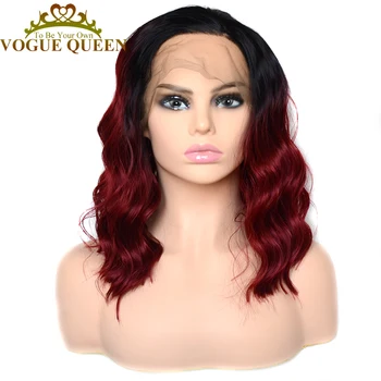 

Vogue Queen Red With Black Hair Root Loose Curly Synthetic Lace Front Wig Daily Wearing For Women