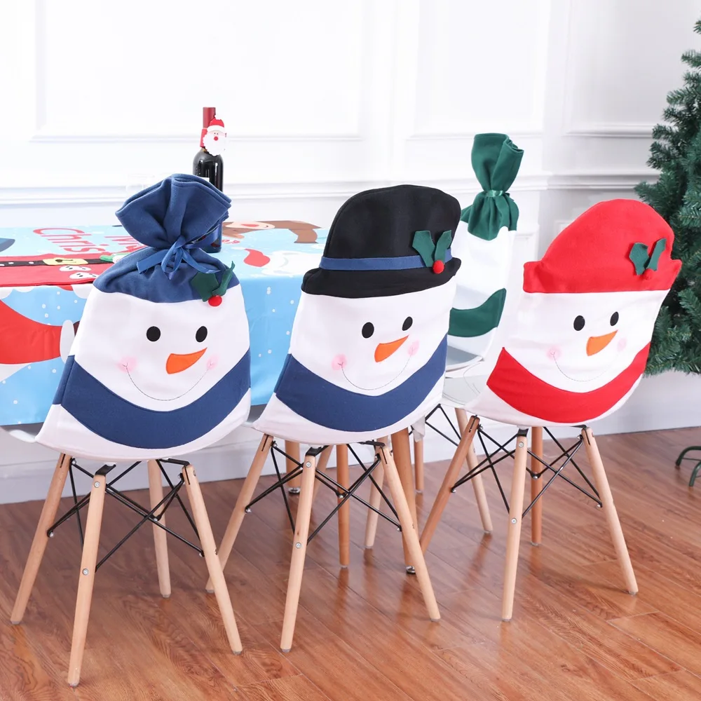 

Christmasdecoration flannelette snowman family composition chair set 40*58cm Christmas household articles decoration chair cover