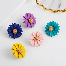 Женские трендовые серьги в виде цветка, подходящие по размеру, корейские серьги-гвоздики с подвеской, Женские Ювелирные изделия LX070