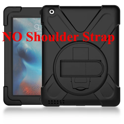 black ST Для iPad 2/3/4 iPad 3 iPad 4 чехол для планшета, детский безопасный противоударный сверхмощный вращающийся ремешок/подставка+ плечевой ремень - Цвет: black ST