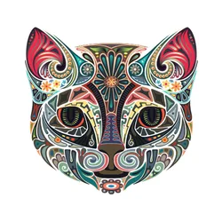 Novo Colorido Cabeça Do Gato De Madeira Puzzle 3D DIY A3 A4 A5 Bloco Pop Alienígena Animais Jigsaw Jogo 100 200 300 Caixa de Presente Grama Para O Miúdo Criança