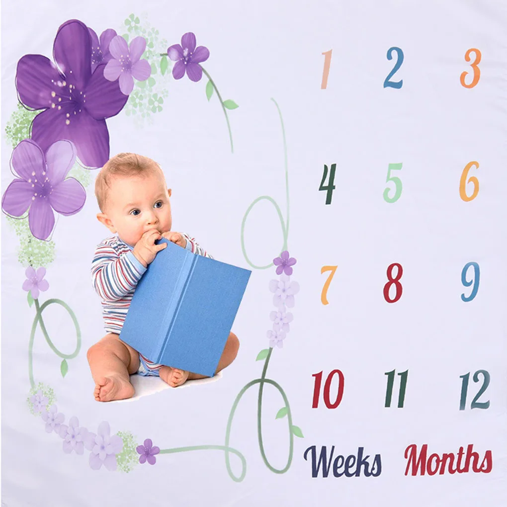 

Newborn Monthly Growth Milestone Blanket Baby Photo Prop Mat Infants Photography Background Cloth Commemorate Rug