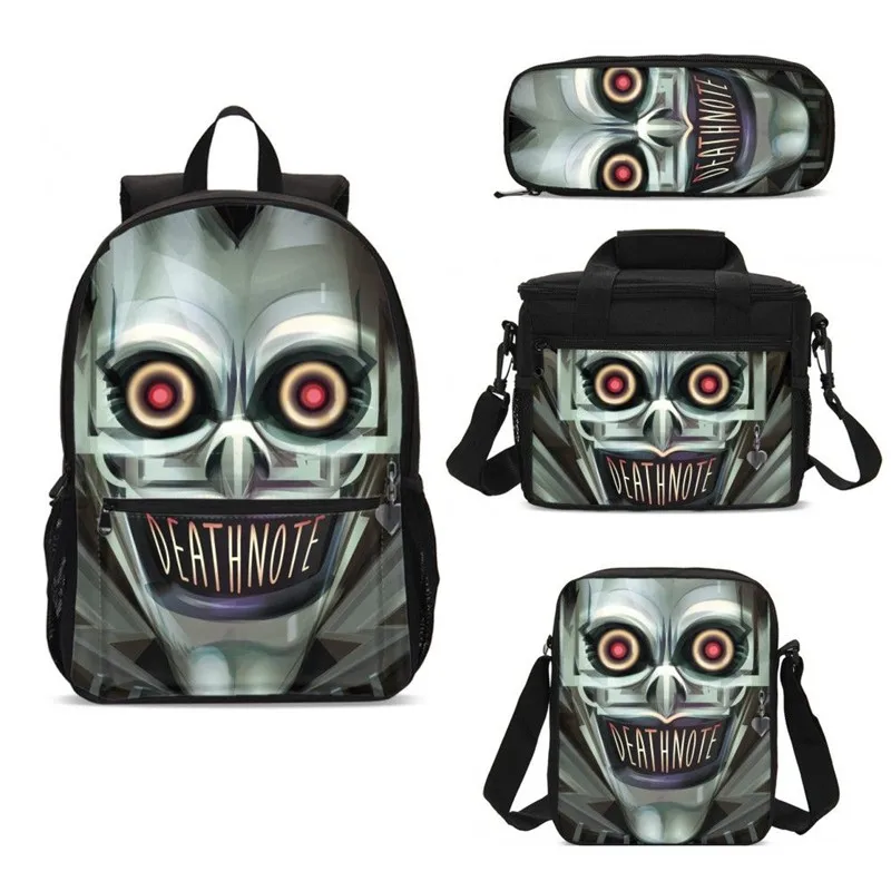 4 stks/set Portfolio Schooltas Voor Jongens Meisjes Harajuku Anime Death Note 3D Afdrukken Rugzak Ijs Zak Kids Boekentas Mochila escolar 4 stks/set Portfolio Schooltas Voor Jongens Meisjes Harajuku Anime Death Note 3D Afdrukken Rugzak Ijs Zak Kids Boekentas Mochila escolar