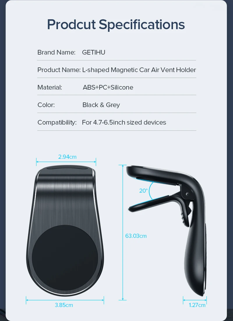 Metal Magnetic Car Phone Holder Air Vent Clip Mount For Smartphones