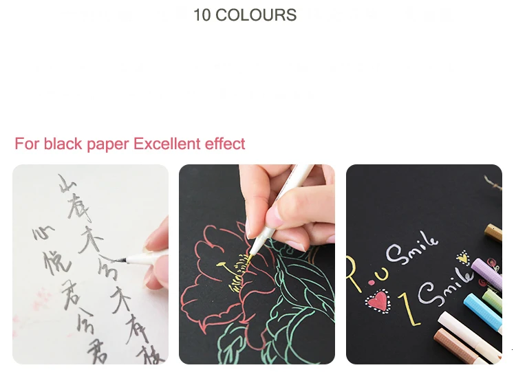 JIANWU, 10 цветов/набор, металлическая перламутровая цветная мягкая ручка, кисть для рисования, цветная ручка, декоративная ручка, граффити, альбом, ручка для рисования, метка pe
