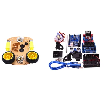 

Smart Robot Car Chassis Kit Speed Encoder Battery Box 4WD Ultrasonic Module for Arduino Kit