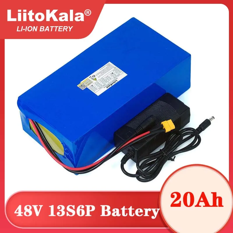 LiitoKala 48V 20ah 13s6p Lithium Battery Pack 48v 200000mAh 2000W electric bicycle batteries Built in 50A BMS +54.6V 2A Charger |