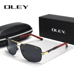 OLEY Мужские Винтажные алюминиевые поляризованные солнцезащитные очки Классические брендовые солнцезащитные очки с покрытием линзы для