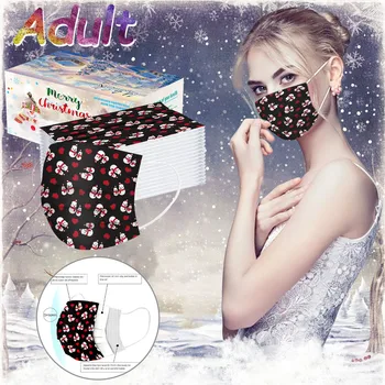 

50PC/box Adult Christmas Masks Three-layer Elastic Ear Loop face mask cover mouth Non-woven Disposable mond masker filte Masks