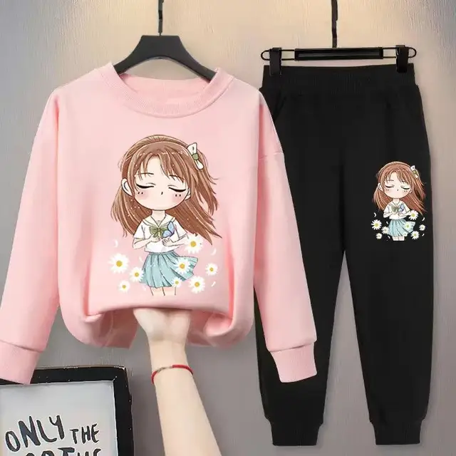 2022 New Children Girls Clothes Sets Autumn Spring Long Sleeve Sweater + Pants Fashion Kids Clothing Suits Boutique Tracksuit A9