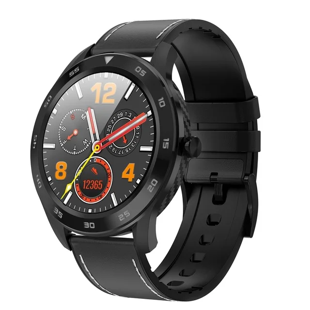 Black Leather Vwar DT98 Смарт-часы IP68 Водонепроницаемые 1,3 Полный Круглый HD экран ECG Обнаружение Сменные циферблаты Смарт-часы фитнес-трекер часы - Цвет: Black Leather