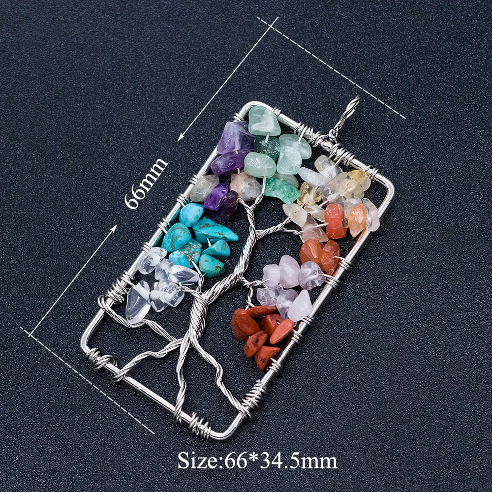 Уникальные 30-60 мм из нержавеющей стали натуральные камни жизнь дерева ручной работы DIY Шарм Подвески ювелирных изделий подвески