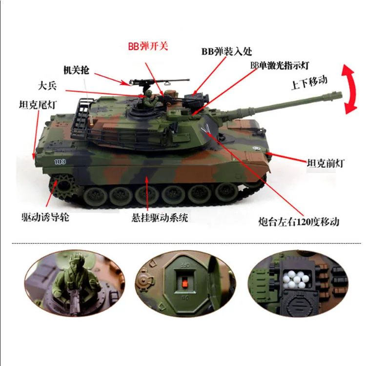 

Yong xing 4101a Electric Remote Control Tank World War II Paper Elastic-Shooting Military Model Toy Tank Wireless Remote Control