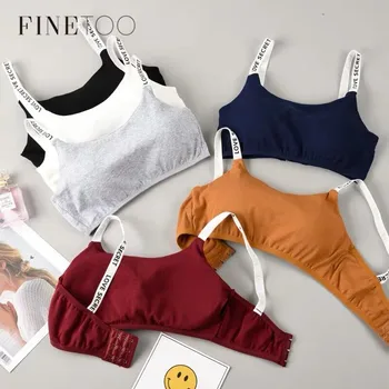 Женский бесшовный бюстгальтер FINETOO, мягкий бюстгальтер без косточек со съемной подкладкой, повседневное нижнее белье с надписью, дышащий бю...