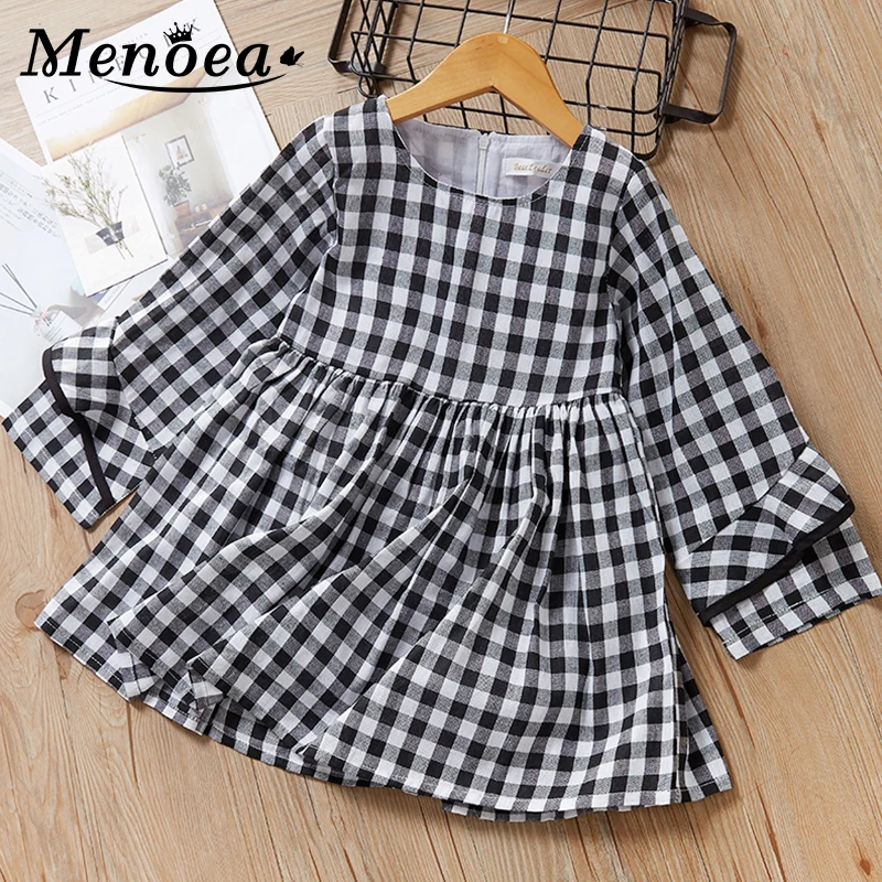 

Menoea Children Dress 2019 Spring Style Girls Long-Sleeve Plaid Design Dresses Design Kids Dress Children Autumn Clothes