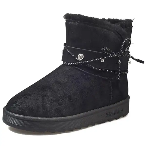 Women's Rubber Boots Booties Ladies Fashion Womens Shoes Winter Footwear Lace Up Boots-women Round Toe Low Heels booties - Цвет: 1