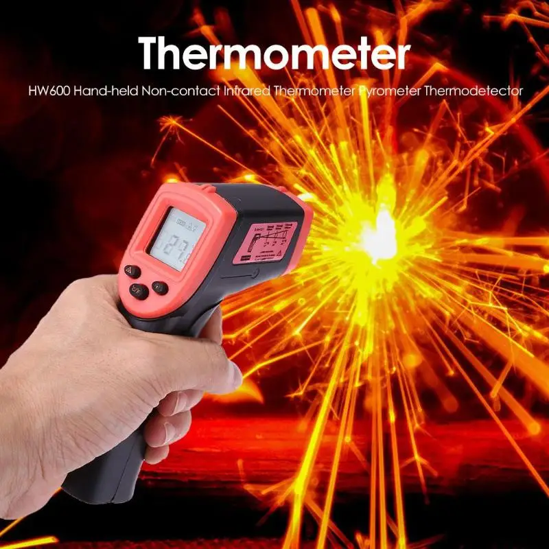 HW600 цифровой инфракрасный термометр Ручной бесконтактный Тип Поддержка данных ЖК-дисплей подсветка измеритель температуры пирометр