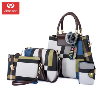 

Women's Handbag Multi-piece Set 2020 New 4PC Handbag Ladies Fashion Tassel Shoulder Bag Diagonal Bag Wallet Mother and Child Bag