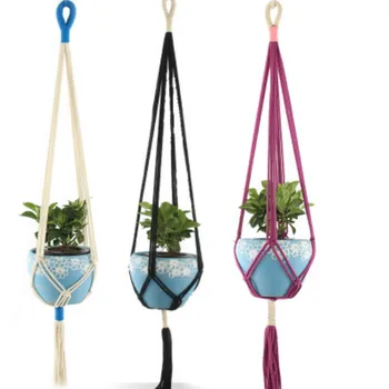 

Hot sales 100% vintage handmade Knotted macrame plant hanger hook flower /pot hanger for wall decoration countyard garden